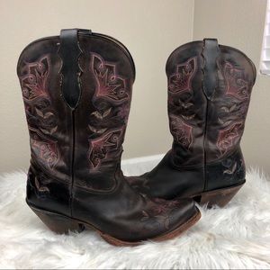 Tony Lama cowboy western boots floral brown